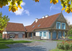 Czytelny układ funkcjonalny, dobra kompozycja tradycyjnych brył. Zbyt bogaty, niespójny cytat z regionalnego detalu.