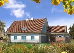 Czytelny układ funkcjonalny, dobra kompozycja tradycyjnych brył. Zbyt bogaty, niespójny cytat z regionalnego detalu.