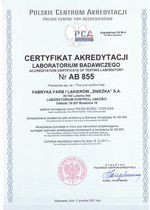 Certyfikat Akredytacji Polskiego Centrum Akredytacji