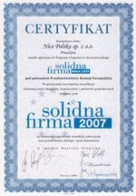 Certyfikat Solidna Firma 2007