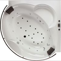 Narożna wanna z hydromasażem z zagł&oacute;wkami i relingami ze stali nierdzewnej