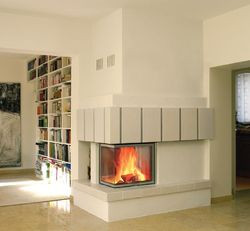 Kominek narożny o ascetycznej formie