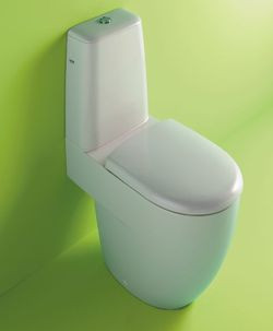 Pełna polotu forma dowodzi, że sedesy kompaktowe nadal pozostają w grze; za wysmukłą spłuczkę – dodatkowe punkty