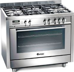 Wolno stojąca kuchnia gazowo-elektryczna PL999DXS w modnym wariancie na n&oacute;żkach