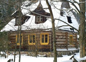 Dom drewnem malowany