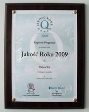 Valvex otrzymał tytuł Jakość Roku 2009