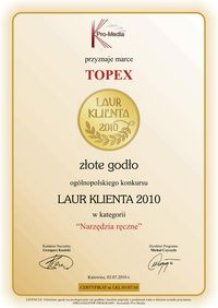 Złoty Laur Klienta 2010 dla marki TOPEX