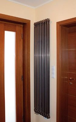 Tuż przy drzwiach wejściowych znajduje się grzejnik o niebanalnym designie