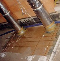 Wyjście przewodów wentylacyjnych z wymiennika żwirowego