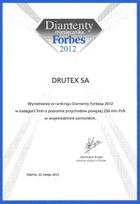 Drutex nagrodzony tytułem Diamenty Forbesa