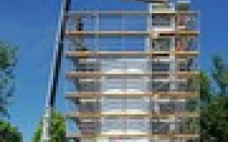 Ośmiokondygnacyjny budynek w konstrukcji z drewna