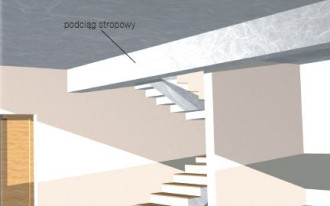 Za nisko zaprojektowany i wykonany podciąg stropowy nad schodami