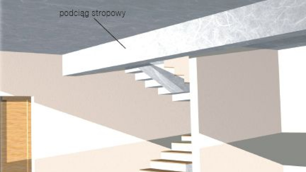 Za nisko zaprojektowany i wykonany podciąg stropowy nad schodami