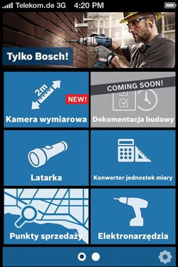 Aplikacja Bosch Toolbox z kamerą wymiarową