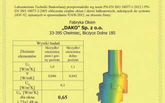 Wyniki badań okien drewnianych DAKO