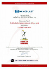 Złota Budowlana Marka Roku 2013 dla Oknoplast
