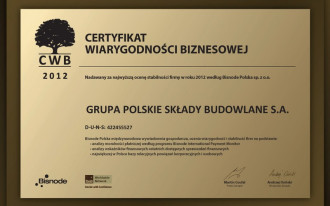 Grupa PSB otrzymała Certyfikat Wiarygodności Biznesowej