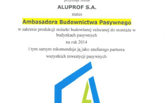 Aluprof Ambasadorem Budownictwa Pasywnego