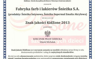 Produkty Śnieżki ze znakiem jakości KidZone