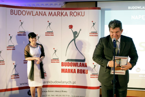 Małgorzata Walczak-Gomuła i Jacek Gromniak z Brązową Budowlana Marką Roku 2014 w kategorii napędy do bram dla marki Somfy