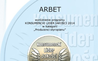ARBET wyróżniony w konkursie "Konsumencki Lider Jakości 2014"