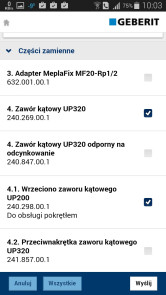 Nowa aplikacja Geberit dla urządzeń mobilnych - zrzut z ekranu