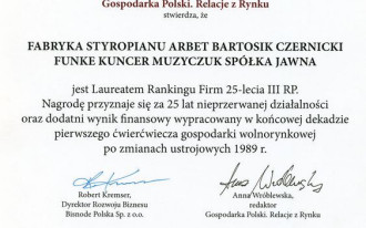 Nagroda 25-lecia dla firmy ARBET