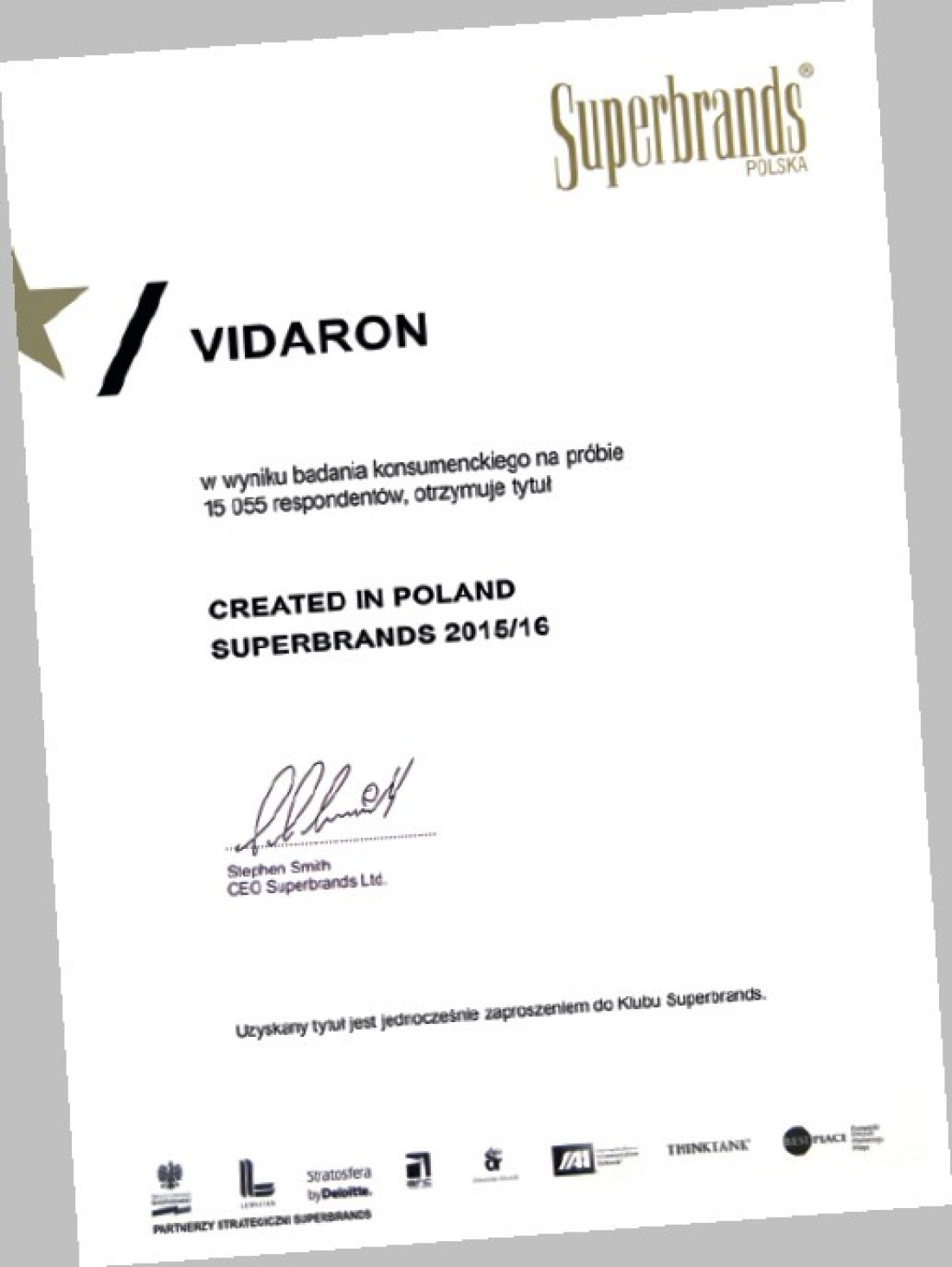 Vidaron został laureatem Created in Poland Superbrands 2015/16