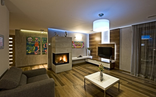 Oświetlenie kominka i telewizora