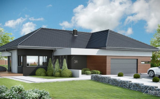 HomeKONCEPT 36 -  parterowy dom z nowoczesną aranżacją elewacji