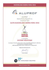 Złota Budowlana Marka Roku 2016 w kategorii Systemy Roletowe