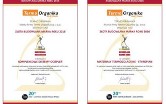 Dwie złote statuetki Budowlana Marka Roku 2016 dla Termo Organiki