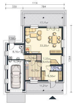 Projekt Sztokholm DCP 60 z pracowni Lipińscy Domy - Rzut parteru