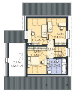 Projekt Sztokholm DCP 60 z pracowni Lipińscy Domy - Rzut poddasza