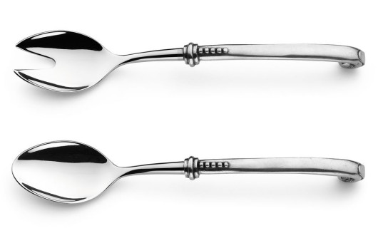 Cynowe sztućce do sałaty z włoskiej manufaktury Marinoni