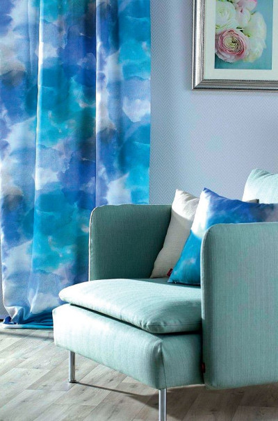 Zasłona z poliestrowej tkaniny z kolekcji Aquarelle