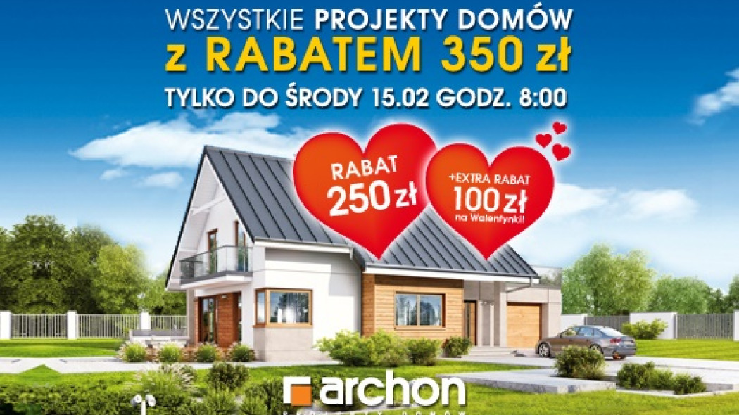 Walentynkowa promocja w Archon+. Kup projekt domu z extra rabatem 350 zł!