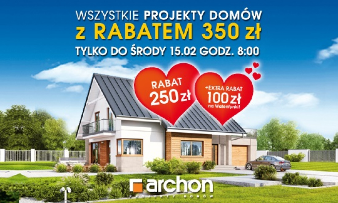 Walentynkowa promocja w Archon+. Kup projekt domu z extra rabatem 350 zł!