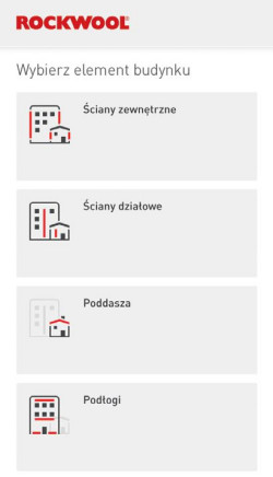 Kalkulator ilości wełny skalnej ROCKWOOL - aplikacja mobilna