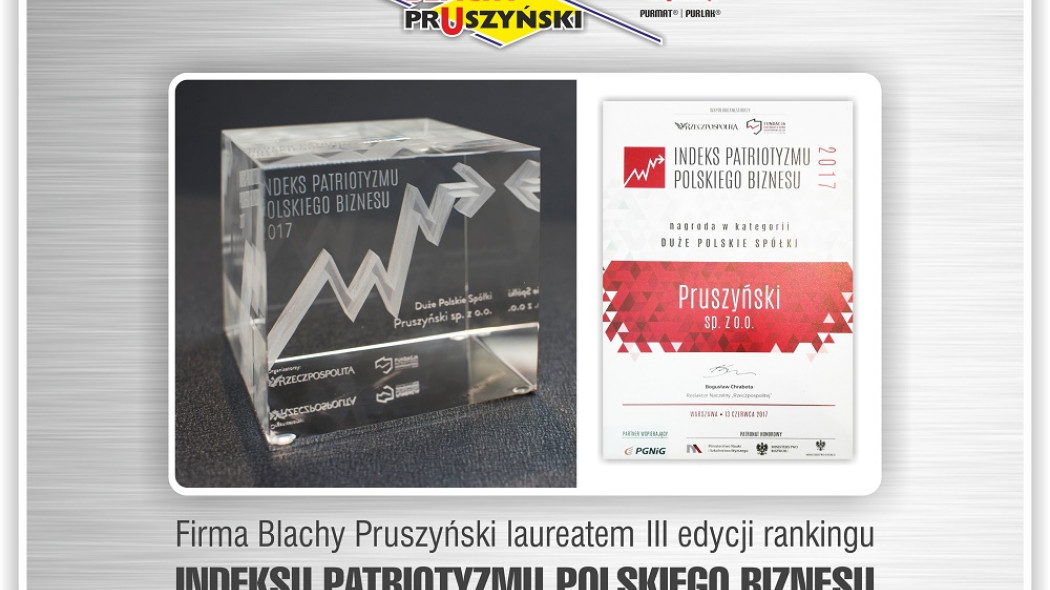 Firma Pruszyński wyróżniona w III edycji rankingu Indeks Patriotyzmu Polskiego Biznesu