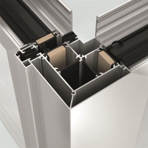 Przekrój drzwi Schüco ASS 80 FD.HI z funkcją przesuwania i składania