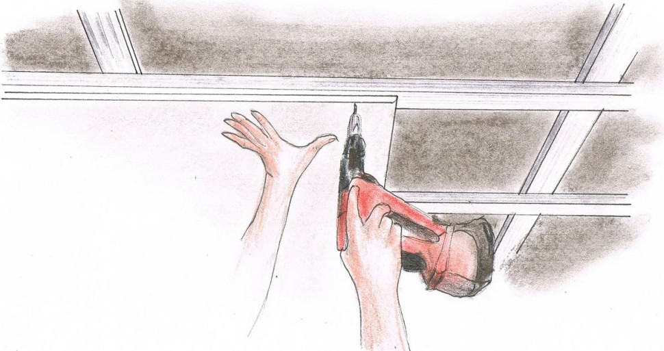 Pokrycie konstrukcji sufitu podwieszanego płytami g-k
