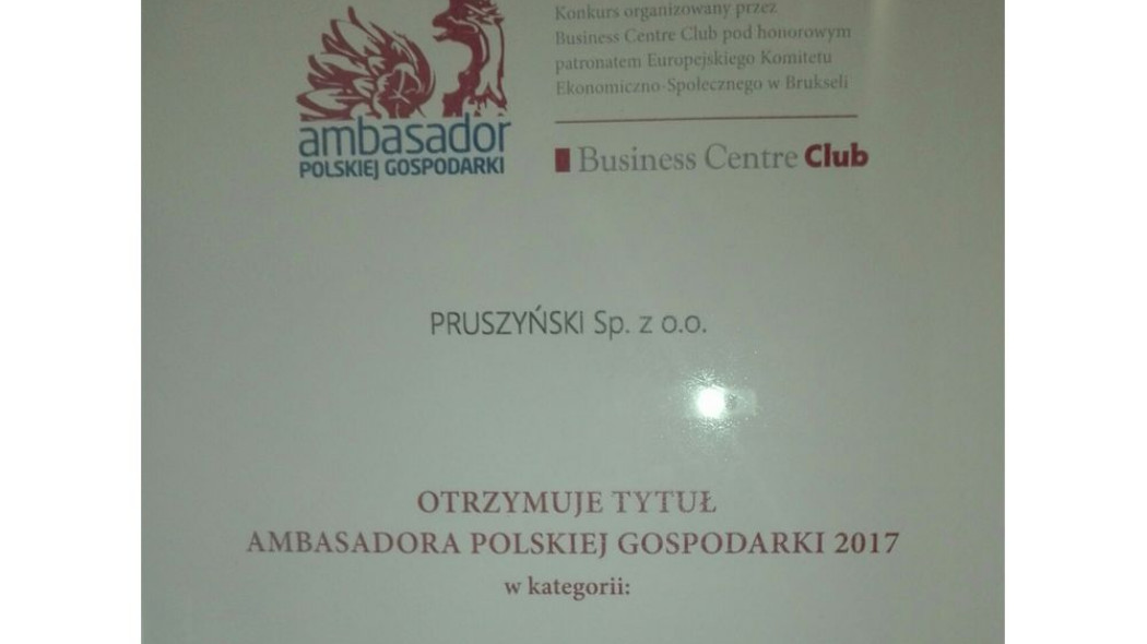 Blachy Pruszyński Ambasadorem Polskiej Gospodarki 2017