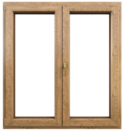 Okno z PVC wykończone okleiną w kolorze drewna