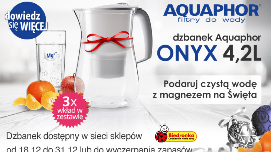 Promocja filtra dzbankowego Aquaphor ONYX tylko w Biedronce!