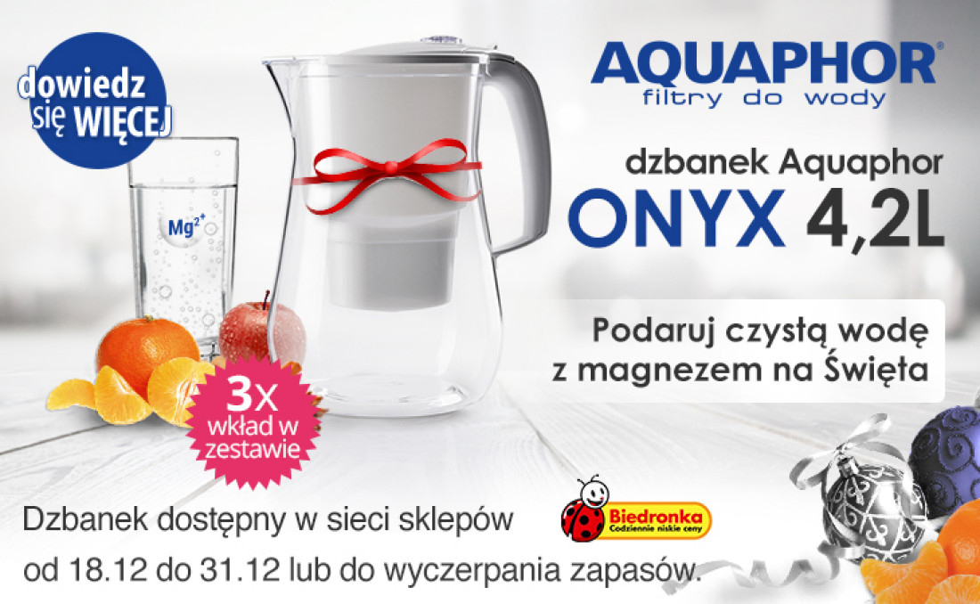 Promocja filtra dzbankowego Aquaphor ONYX tylko w Biedronce!