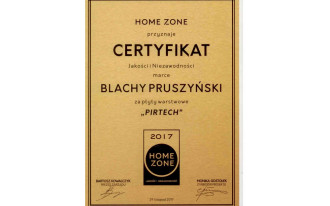 Blachy Pruszyński wyróżnione Znakiem Jakości Home Zone