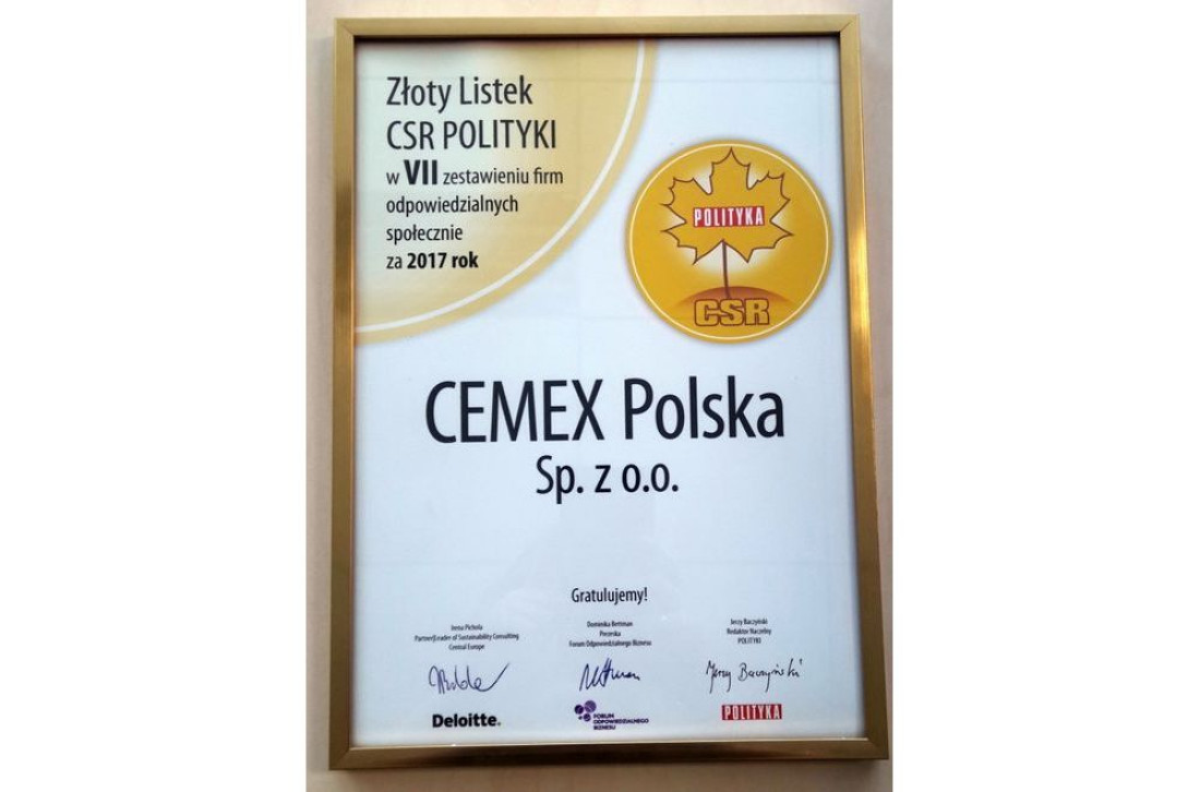 Złoty Listek CSR POLITYKI dla CEMEX Polska