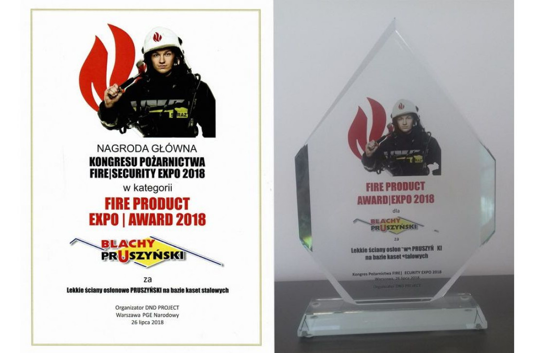 Nagroda Główna Kongresu Pożarnictwa FIRE SECURITY EXPO 2018 dla Blachy Pruszyński