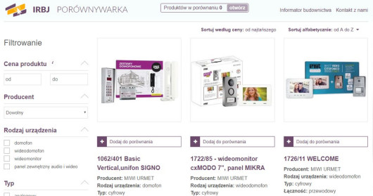 Porównanie 42 modeli domofonów i wideodomofonów